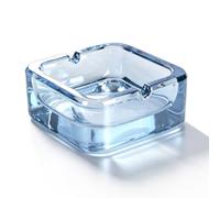 Mairuker Posacenere in vetro quadrato in cristallo, design classico, posacenere per casa e sigarette all'aperto (azzurro)