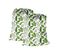 Maishijie Confezione da 2 sacchetti di tela di cotone resistenti per bucato, altamente resistenti, per vestiti sporchi, con cordino con chiusura a cavo (Leaf)