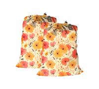 Maishijie Confezione da 2 sacchetti di tela di cotone resistenti per bucato, altamente resistenti, per vestiti sporchi, con cordino con chiusura a cavo (Autunno)