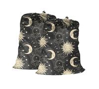 Maishijie Confezione da 2 sacchetti di tela di cotone resistenti per bucato, altamente resistenti, per vestiti sporchi, con cordino con chiusura a cavo (Sole)