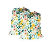 Maishijie Confezione da 2 sacchetti di tela di cotone resistenti per bucato, altamente resistenti, per vestiti sporchi, con cordino con chiusura a cavo (primavera)