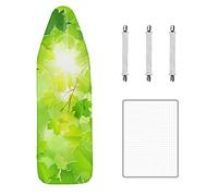 Maishijie Copriasse da stiro, 125 x 40 cm, con schiuma spessa 3 mm, adatto per asse da stiro da 117 x 32 cm, 3 elementi di fissaggio e panno in rete bruciato