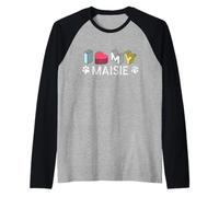 Maisie Personalizzato Cane Nome Maisie Pet Lover Maglia con Maniche Raglan