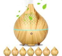 MAISITOO Diffusore di Oli Essenziali, 160 ml Diffusore Aromatico a Grana di Legno con LED a 7 Colori, Spegnimento Automatico Senza Acqua, Ultrasuoni Umidificatore per Casa, Ufficio, Spa