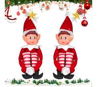 MAISITOO Elfie 40 cm Elfo Natale con Corpo Morbido e Viso in Vinile, Rosso Gamba Lunga Corpo Morbido, Peluche Elfo,Elfie Natale Decorazioni
