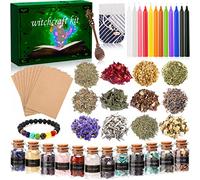 MAISITOO Set di Candele alla Vaniglia,Forniture per Stregoneria, Pietra di Cristallo, Fiori secchi, Materiali medicinali,Forniture per la Preghiera,Incantesimi,magia, stregoneria,Regali di Natale