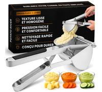 Maison Abodo Spremiapatate professionale in acciaio inossidabile - Pressa per purè manuale staccabile per patate, verdure, frutta e alimenti per neonati, colore: argento