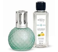 Maison Berger - Cofanetto Lampada Berger Disco Menta Ghiacciata - Lampada Profumata Catalitica Decorativa + Ricarica Essenza di Verbena 250 ml Inclusa - Purifica e Profuma l'Interno - 9 × 9 × 12,6 cm