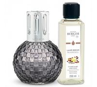 MAISON BERGER - Set Regalo Lampada Disco - Diffusore Catalitico Profumo per la Casa a Scacchiera Tonda con Ricarica 250 mL - Lampada Neutralizzante Odori - Prodotto in Francia (Grigio - Polvere