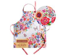 Maison d' Hermine 100% cotone, grembiule da cucina in 1 pezzo con collo regolabile e tasca centrale nascosta, cravatte lunghe per donne/uomini (70x85cm), Happy Florals - High Summer, Festa della mamma