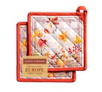 Maison d 'Hermine Amarante 100% cotone, set di 2 presine con anello resistente al calore per barbecue Cucina Grigliare Microonde Barbecue Ringraziamento/Natale (20cm x 20cm)