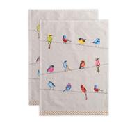 Maison d' Hermine Birdies On Wire - Set di 2 Asciugamani da Cucina in 100% Cotone, 50 x 70 cm