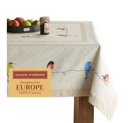 Maison d' Hermine Birdies on Wire Tovaglia 100% cotone per cucina, cena, tavolo, decorazione per feste, matrimoni, primavera/estate (rettangolare, 160 cm x 220 cm)