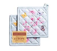 Maison d' Hermine Blossoms In Spring - Set di 2 presine in 100% cotone, con fibbia resistente al calore, per barbecue, cottura, forno a microonde, primavera, estate (20 x 20 cm), festa della mamma