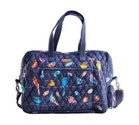 Maison d' Hermine Borse da fine settimana per le donne in cotone trapuntato borsone bagaglio per la notte borsa da fine settimana per uomo regali palestra viaggi, 16 - Uccelli su filo - Navy, 17.9" L