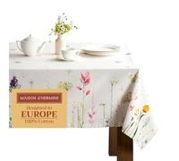 Maison d' Hermine Botanical Fresh - Tovaglia in 100% cotone, per cucina, cena, tavolo, decorazione per feste, matrimoni, primavera/estate (rettangolare, 140cm x 180cm)