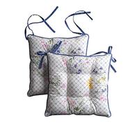 Maison d' Hermine Chair Pads for Dining Chairs Cotton Outer Fabric and Poly Filling 16"x16" Patio Seat Cushions for Furniture with Ties Home Chair Party Hall Farmhouse (Faience, Pack of 2)