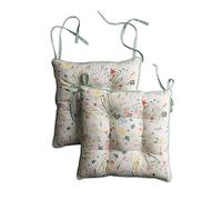 Maison d' Hermine Chair Pads for Dining Chairs Cotton Outer Fabric and Poly Filling 16"x16" Patio Seat Cushions for Furniture with Ties Home Chair Party Hall Farmhouse (Colmar, Pack of 2)