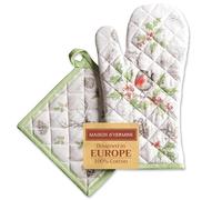 Maison d' Hermine Christmas Dew Set di guanti da forno in 100% cotone (19cm x 33cm) e presine (20cm x 20cm) per barbecue, cuocere, forno a microonde, grigliate, Ringraziamento, Natale