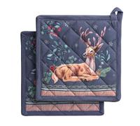 Maison d' Hermine Christmas Joy Set di 2 presine, 100% cotone, per barbecue, cottura, forno a microonde, grigliate, giorno del Ringraziamento, Natale (20cm x 20cm)