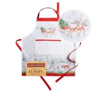 Maison d' Hermine Christmas Tradition Grembiule da Cucina 100% Cotone 1 Pezzo con Colletto Regolabile Tasca Centrale Nascosta e Cravatte Lunghe per Donne, Uomini Ringraziamento/Natale (70cm x 85cm)