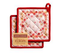 Maison d' Hermine Crystal Star Set di 2 presine, 100% cotone, per pentole, forno, forno a microonde, grigliate, per il Ringraziamento, Natale (20cm x 20cm)