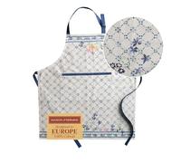 Maison d' Hermine Faience grembiule da cucina, 100% cotone, 1 pezzo con collo regolabile e tasca centrale nascosta, cravatte lunghe per donne/uomini, per chef, per la cucina (70cm x 85cm)