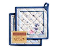 Maison d' Hermine Faience - Set di 2 presine in 100% cotone, per barbecue, cottura, forno, microonde, grigliate, primavera/estate, Pasqua, (20 x 20 cm)