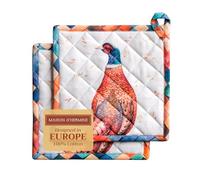 Maison d' Hermine Faisan D'Automne Set 100% cotone di 2 presine termoresistenti per barbecue, Cucina, Microonde, Ringraziamento/Natale(20cm x 20cm)