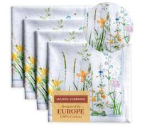 Maison d' Hermine Fleurs De Mai 100% cotone set di 4 tovaglioli, morbido e confortevole, perfetto per cene in famiglia, matrimoni, cucina, casa del Ringraziamento/Natale (45 cm x 45 cm)