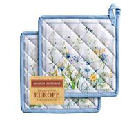 Maison d' Hermine Fleurs De Mai - Set di 2 presine in 100% cotone, per barbecue, cottura, forno, microonde, grigliate, primavera/estate, Pasqua (20 x 20 cm)