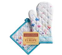 Maison d' Hermine Flower In The Field Set di guanti da forno in 100% cotone (19cm x 33cm) e presina (20cm x 20cm) per barbecue Cottura Cottura Forno a microonde grigliate Primavera/Estate Pasqua