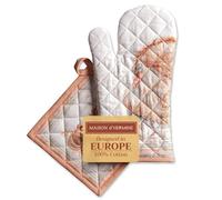 Maison d' Hermine Giving Thanks Set di guanti da forno in 100% cotone (19cm x 33cm) e supporto per pentole (20cm x 20cm) per barbecue, cottura al forno, griglia, forno a microonde autunno/inverno