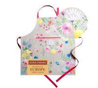 Maison d' Hermine, grembiule da cucina, 100% cotone, 1 pezzo con collo regolabile e tasca centrale nascosta, cravatte lunghe per donne/uomini, cucina (70x85cm) Jardin D'ete - Fog, Festa della mamma