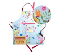 Maison d' Hermine, grembiule da cucina, 100% cotone, 1 pezzo con collo regolabile e tasca centrale nascosta, cravatte lunghe per donne/uomini per chef (70x85cm) Jardin D'ete - Menta, Festa della mamma
