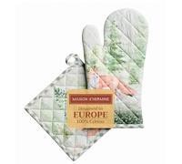 Maison d' Hermine Guanti da forno (19 cm x 33 cm) e presina (20 cm x 20 cm), set in 100% cotone, resistenti al calore, per grigliare, cuocere, grigliare, inverno Mornings - Giorno del