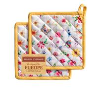 Maison d' Hermine Happy Florals Set di 2 presine, 100% cotone, per barbecue, cottura, forno a microonde, grigliate, primavera/estate, Pasqua (Sweety, 20cm x 20cm)
