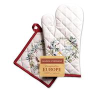 Maison d 'Hermine Holly Time Set di guanto da forno, 100% cotone, (19cm x 33cm) presina (20cm x 20cm) per barbecue, cucina, forno a microonde, grigliate, festa del ringraziamento e Natale
