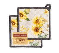 Maison d' Hermine Hot Pads - Portascarpe pasquali in 100% cotone con fiocco, resistente al calore, set con 2 presine per barbecue, forno a microonde, barbecue, candele, primavera/estate (20 cm x 20 cm