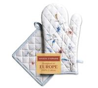 Maison d' Hermine Ice Florals Set di guanti da forno 100% cotone (19x33cm) e presine (20x20cm) per barbecue, cottura, cottura, cottura, forno a microonde, barbecue, Ringraziamento, Festa della mamma