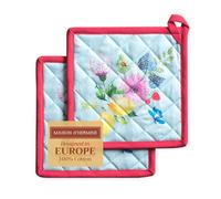 Maison d' Hermine Jardin D'Ete 100% cotone, set con 2 presine per barbecue, cottura, forno a microonde, grigliate, primavera/estate, Pasqua (Mint, 20cm x 20cm)