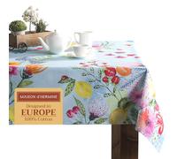 Maison d' Hermine Jardin D'Ete - Mint - Tovaglia in 100% cotone, per cucina, cena, tavolo, decorazione per feste, matrimoni, primavera/estate (rettangolare, 160cm x 220cm)