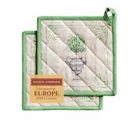Maison d' Hermine Jardin Du Roy Set di 2 presine, 100% cotone, per cucinare, forno a microonde, per grigliate, primavera/estate (20cm x 20cm)