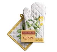 Maison d' Hermine Limoncello 100% cotone Set di guanti da forno (19cm x 33cm) e supporto per pentole (20cm x 20cm) per barbecue cottura cottura grigliate forno a microonde|barbecue|primavera/estate