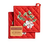 Maison d' Hermine Noel Set 100% cotone con 2 presine per barbecue, cuocere, forno a microonde, grigliate, Ringraziamento, Natale (20cm x 20cm)