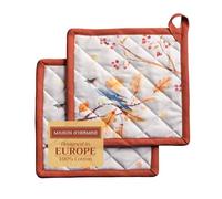 Maison d 'Hermine Oak Leaves Set di 2 presine, 100% cotone, per barbecue, pentole, forno, forno a microonde, grigliate Ringraziamento/Natale (20cm x 20cm)