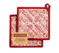 Maison d 'Hermine Orient Set di 2 presine in cotone 100% per cottura al forno a microonde BBQ Thanksgiving Christmas (20cm x 20cm), Festa della mamma