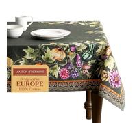 Maison d' Hermine Pumpkin Garden - Dark Green - Tovaglia in 100% cotone, per cucina, cena, tavolo, decorazione per feste, matrimoni, giorno del Ringraziamento, Natale (rettangolo, 140cm x 180cm)