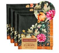 Maison d' Hermine Pumpkin Garden, Tovaglioli da cucina in 100% cotone, morbidi e confortevoli, per cene in famiglia, cene, cocktail, feste, matrimoni, Ringraziamento, Natale (verde scuro, 45 x 45 cm)