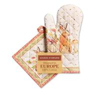 Maison d' Hermine Pumpkin Passion - Set di guanti da forno e presina per barbecue, cucina, cottura, griglia, microonde, barbecue, Ringraziamento, Natale (19 x 33 cm e 20 x 20 cm)